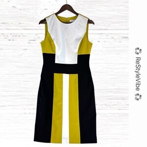 CALVIN KLEIN Women’s Size 6 Dress Sheath Knee Length  Lined Color Block